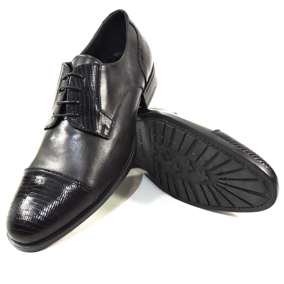 LUIGI TRAINI ?? MEN\'S BLACK SOFT LEATHER OXFORD SHOES main image 3